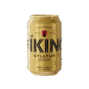 Víking Gylltur 330 ml er íslenskur bjór sem er gerður úr hágæða hráefnum, þar á meðal malti og humlum.